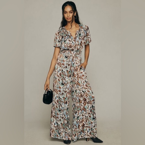 NWT - Anthropologie Somerset Jumpsuit - Turquoise - size Medium Tall - Picture 1 of 4